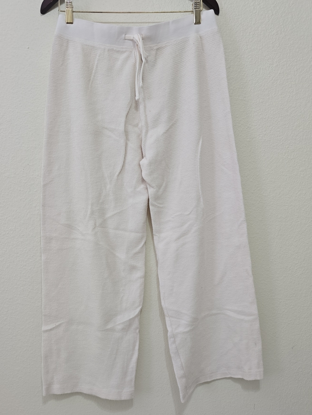 James Perse White Waffle Knit Drawstring Lounge Pants 2